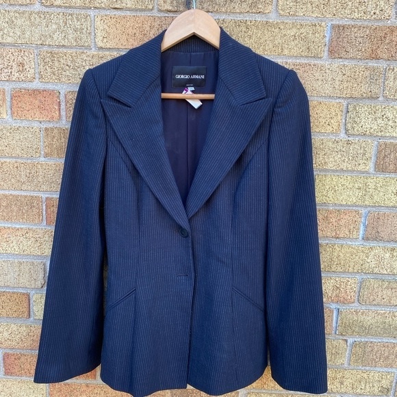 Vintage Giorgio Armani Striped Blazer Jacket Size 36 - Picture 2 of 9